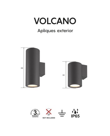 VOLCANO * APLIQUE EXTERIOR IP65  2L*E27