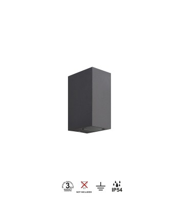 KANDANCHU * APLIQUE EXTERIOR CUAD. 2L*GU10 GRIS OSCURO