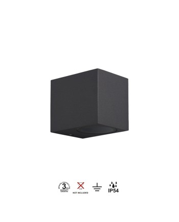 KANDANCHU * APLIQUE EXTERIOR CUAD. 1L*GU10 GRIS OSCURO