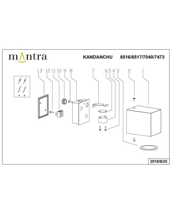KANDANCHU * APLIQUE EXTERIOR CUAD. 1L*GU10 BLANCO