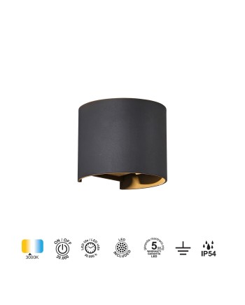 DAVOS * APLIQUE EXTERIOR RED. LED* 2*6W 3000K  GRIS OSCURO
