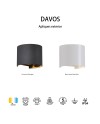DAVOS * APLIQUE EXTERIOR RED. LED* 2*6W 3000K  BLANCO