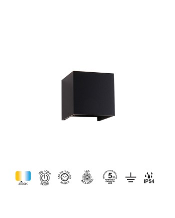 DAVOS * APLIQUE EXTERIOR LED* 2*6W 3000K NEGRO ARENADO