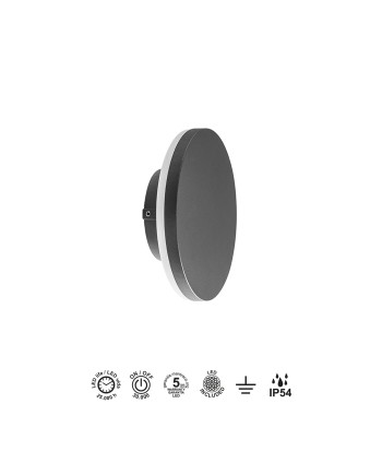 BORA * APLIQUE EXTERIOR RED. LED 9,6W 3000K GRIS OSCURO