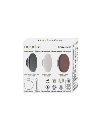 BORA * APLIQUE EXTERIOR RED. LED 9,6W 3000K BLANCO