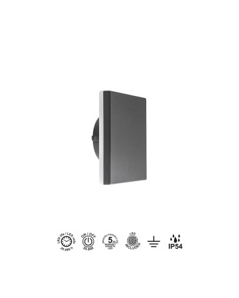 BORA * APLIQUE EXTERIOR CUA. LED 9,6W 3000K GRIS OSCURO