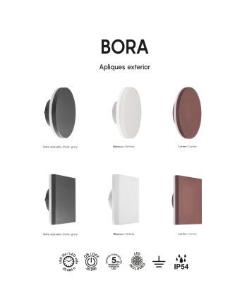 BORA * APLIQUE EXTERIOR RED. LED 9,6W 3000K CORTEN
