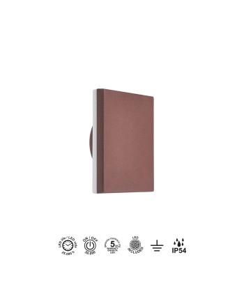 BORA * APLIQUE EXTERIOR CUA. LED 9,6W 3000K CORTEN