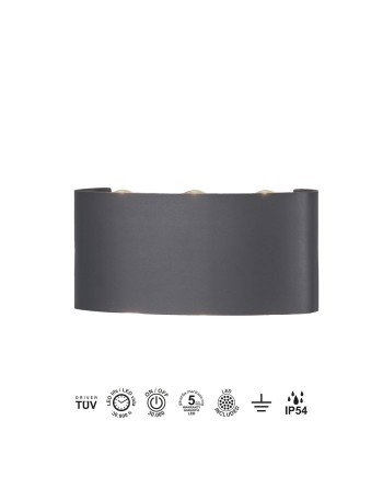 ARCS * APLIQUE EXTERIOR LED 6*1W 3000K GRIS OSCURO