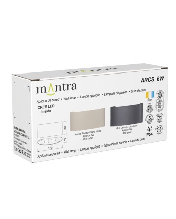 ARCS * APLIQUE EXTERIOR LED 6*1W 3000K BLANCO