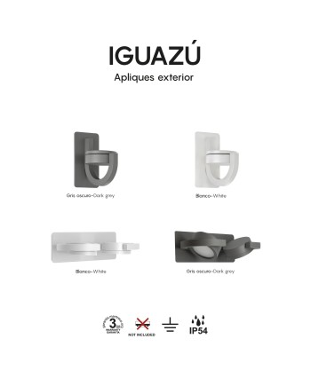 IGUAZU * APLIQUE EXTERIOR GIRATORIO 1L*GX53  GRIS OSCURO