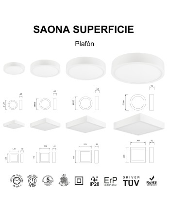 SAONA SUPERFICIE * DOWNLIGHT LED REDONDO - 30W - 3000K