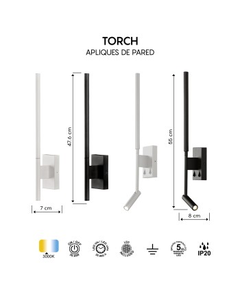 TORCH * APLIQUE BLANCO LED 6W 3000K