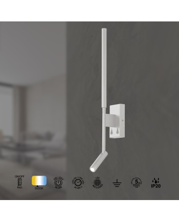 TORCH * APLIQUE BLANCO LECTOR LED 3W+6W 3000K