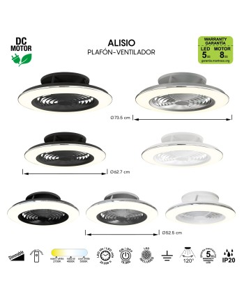 ALISIO * VENTILADOR PLAFÓN BLANCO LED CON MANDO