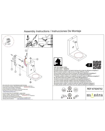 ZANZIBAR * APLIQUE LED NEGROO 6W - CARGADOR MOVIL INDUCCION