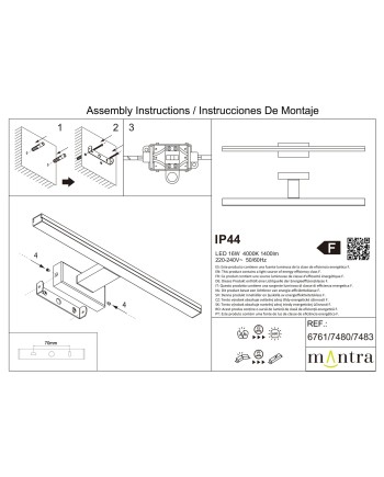 MORNE * APLIQUE IP44 CROMO 16W