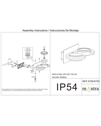 IGUAZU * APLIQUE GX53 - 2L  BLANCO
