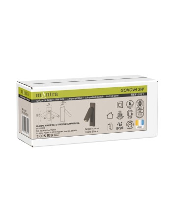 GOKOVA * APLIQUE NEGRO LECTOR LED EMPOTRABLE 3W 3000K