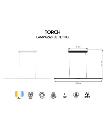 TORCH * COLGANTE NEGRO LED 22W 3000K