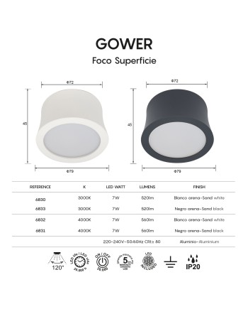GOWER * FOCO LED BLANCO 7W 3000K