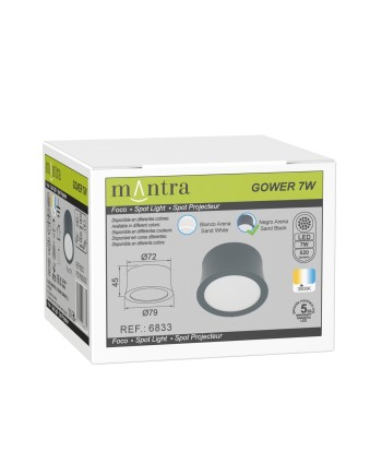 GOWER * FOCO LED NEGRO 7W 3000K