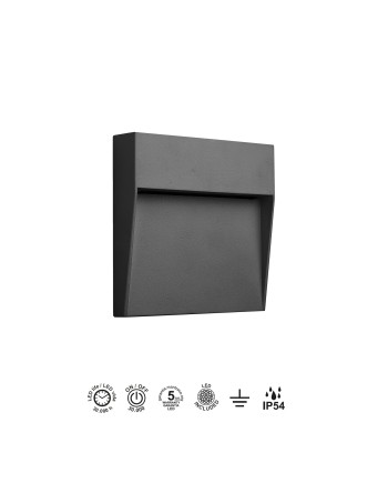 BAKER * SEÑALIZADOR CUADRADO 6W 3000K GRIS OSCURO