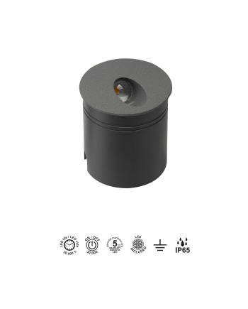 ASPEN * SEÑALIZADOR REDONDO 3W 3000K GRIS OSCURO