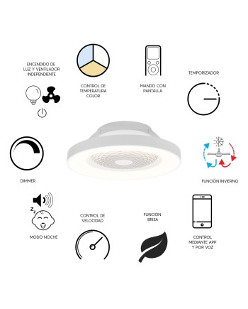 TIBET * VENTILADOR BLANCO 35W PLAFÓN LED 70W CON MANDO Y APP