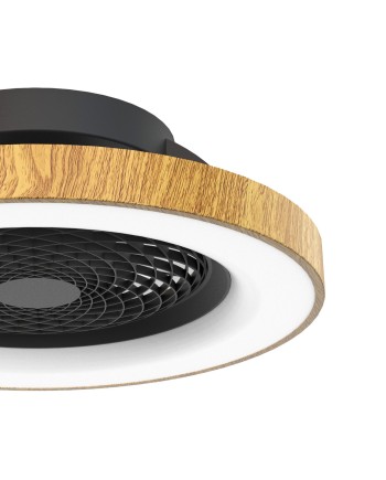 TIBET * VENTILADOR MADERA/NEGRO 35W PLAFÓN LED 70W CON MANDO Y APP