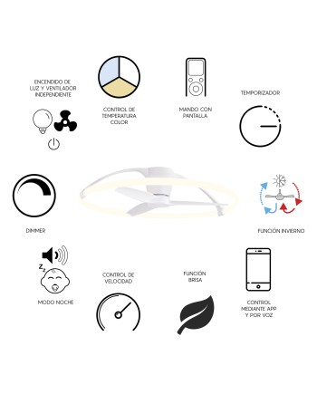 NEPAL * VENTILADOR BLANCO LED CON MANDO