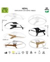 NEPAL * VENTILADOR NEGRO LED CON MANDO