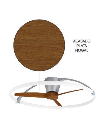 NEPAL * VENTILADOR PLATA/NOGAL LED CON MANDO