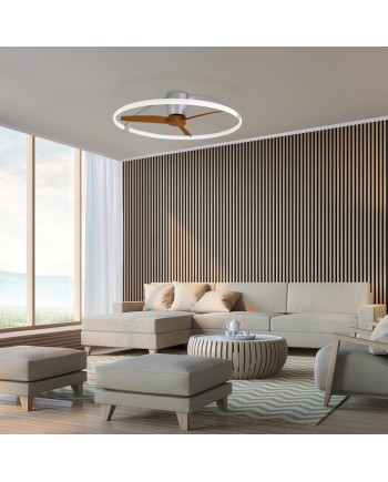 NEPAL * VENTILADOR PLATA/NOGAL LED CON MANDO
