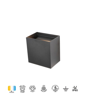 DAVOS XL * APLIQUE EXTERIOR LED* 2*10W 4000K NEGRO ARENADO