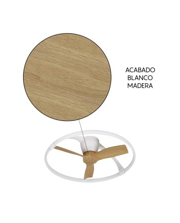NEPAL MINI * VENTILADOR BLANCO/MADERA LED CON MANDO