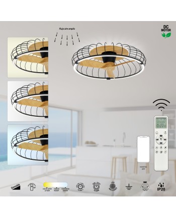 NATURE * VENTILADOR PLAFÓN LED NEGRO CON MANDO