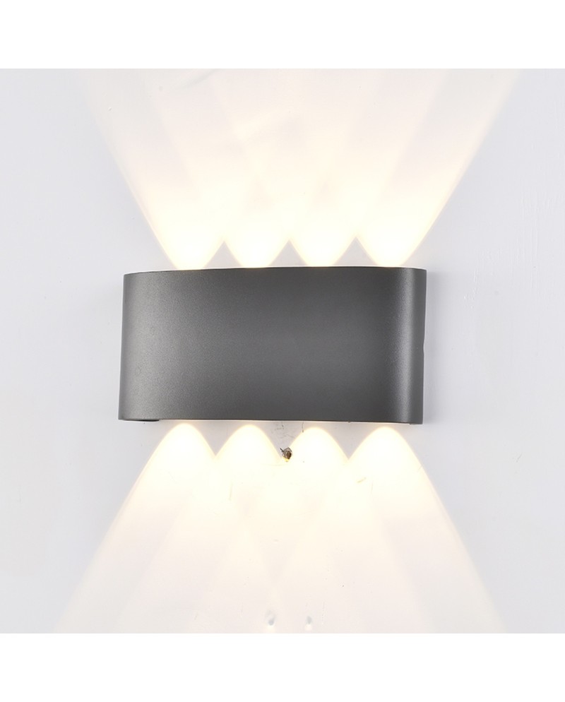 ARCS * APLIQUE EXTERIOR LED 8*1W 3000K GRIS OSCURO