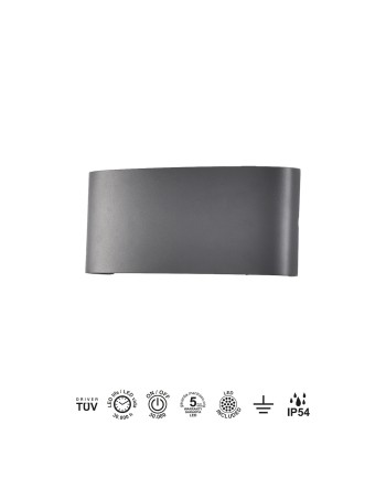 ARCS * APLIQUE EXTERIOR LED 8*1W 3000K GRIS OSCURO