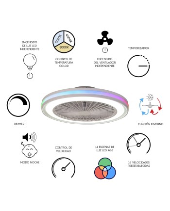 GAMER * PLAFÓN / VENTILADOR - BLANCO - RGB - 56 CM - 4800LM