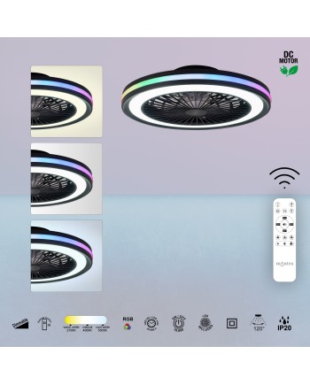 GAMER * PLAFÓN / VENTILADOR - NEGRO - RGB - 56 CM  -  4200LM