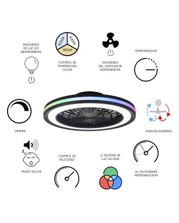 GAMER * PLAFÓN / VENTILADOR - NEGRO - RGB - 56 CM  -  4200LM