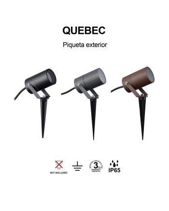 QUEBEC * PIQUETA EXTERIOR NEGRA IP65 GU10