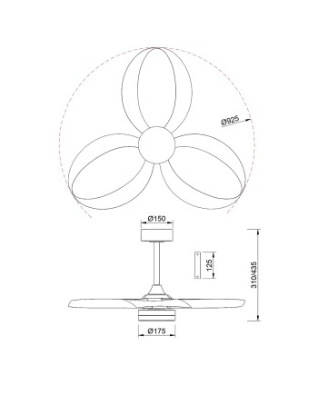 INFINITY FAN * Ventilador NEGRO LED 20W-3000K-5000K