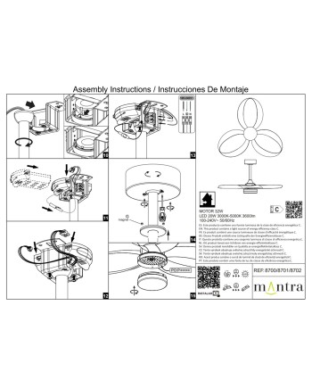 INFINITY FAN * Ventilador BLANCO/MADERA LED 20W-3000K-5000K