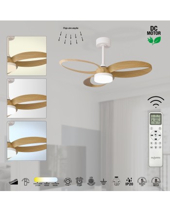 INFINITY FAN * Ventilador BLANCO/MADERA LED 20W-3000K-5000K