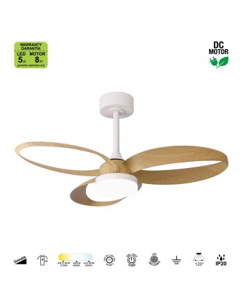INFINITY FAN * Ventilador BLANCO/MADERA LED 20W-3000K-5000K
