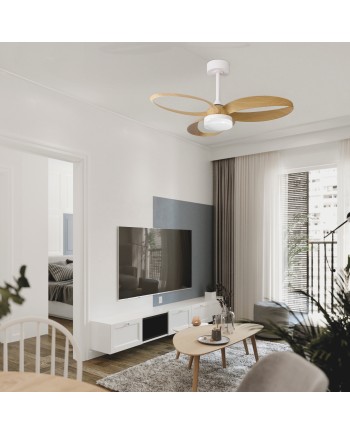 INFINITY FAN * Ventilador BLANCO/MADERA LED 20W-3000K-5000K