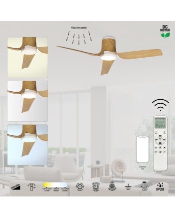 USHUAIA * PLAFÓN / VENTILADOR - BLANCO+MADERA