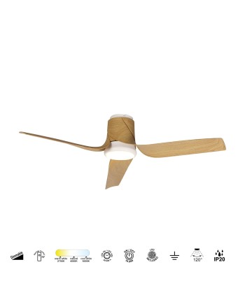 USHUAIA * PLAFÓN / VENTILADOR - BLANCO+MADERA